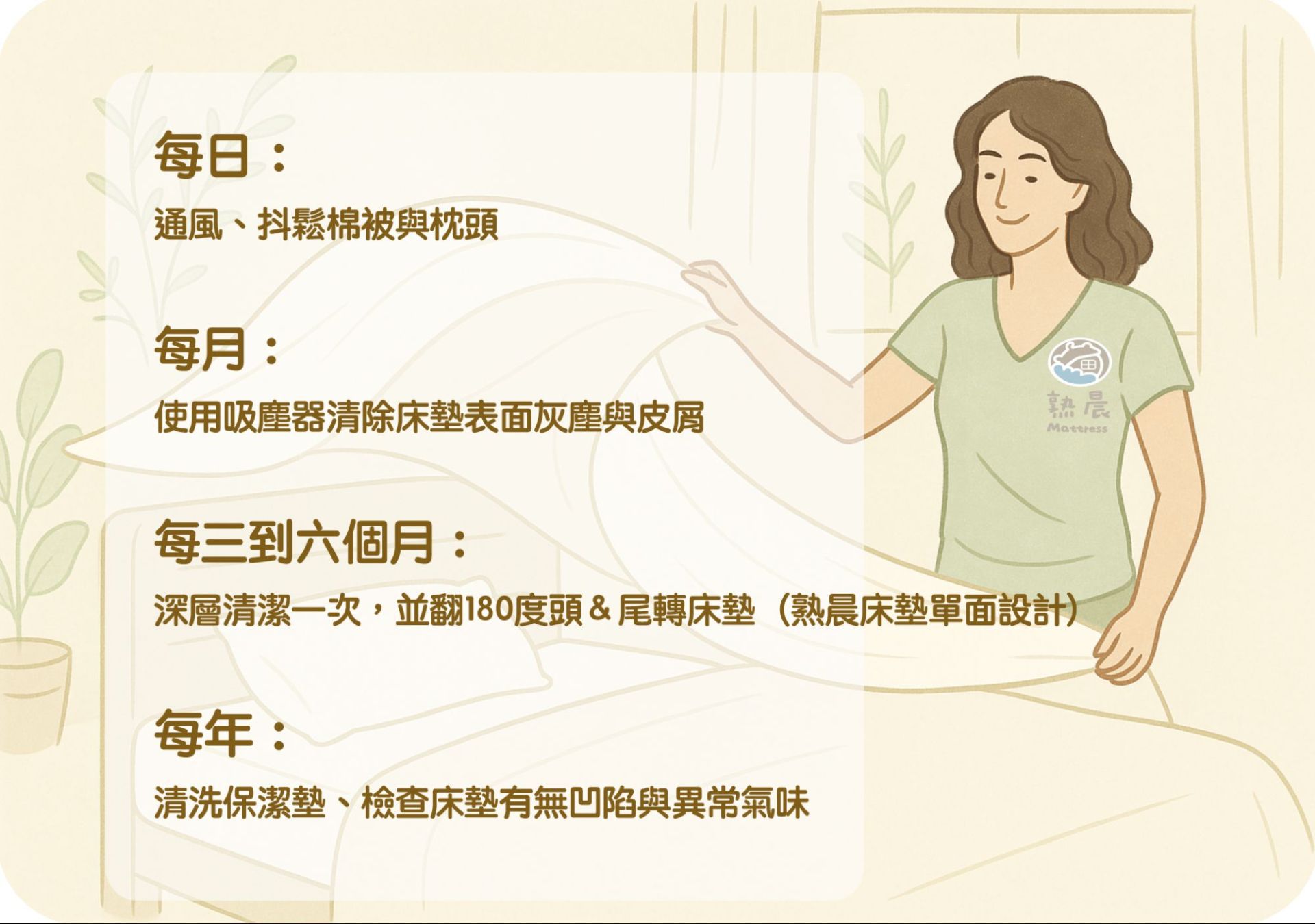 建議多久清潔一次床墊？