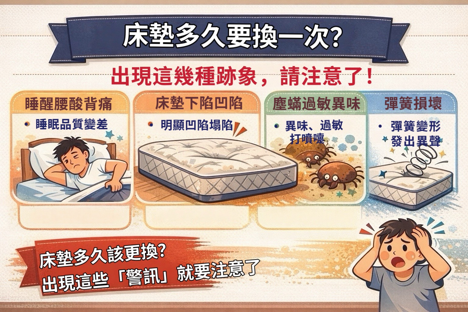 床墊多久換一次？5個跡象告訴你該換床墊了